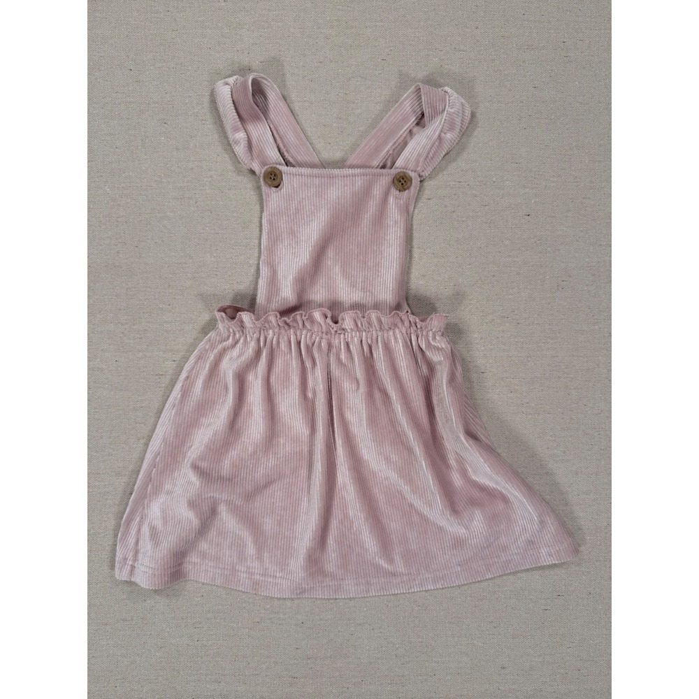 Kit + Pearl Girls 4T Pink Corduroy Jumper Dress Ruffle Strap Pinafore